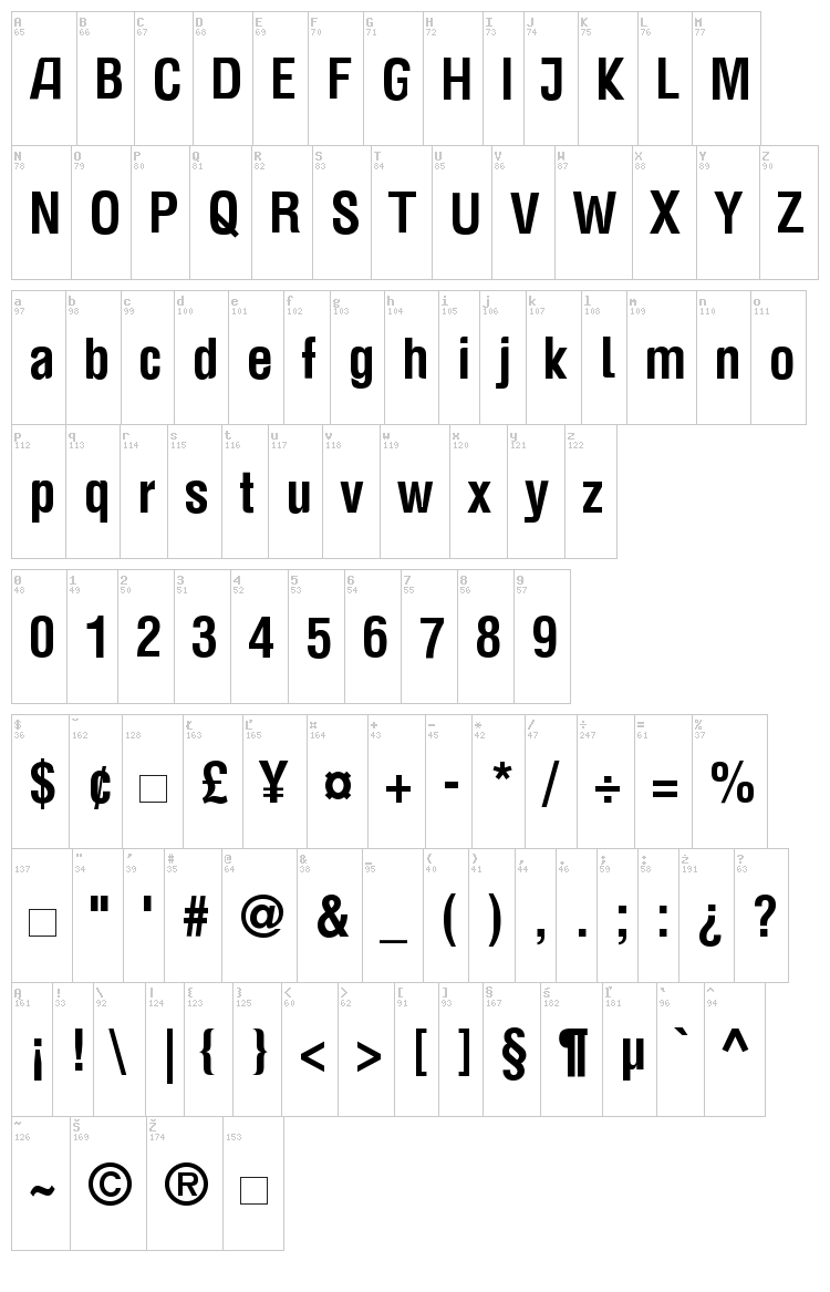 BDP Fox font map