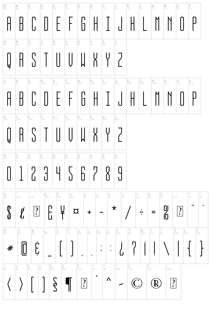 Bus Stop font map