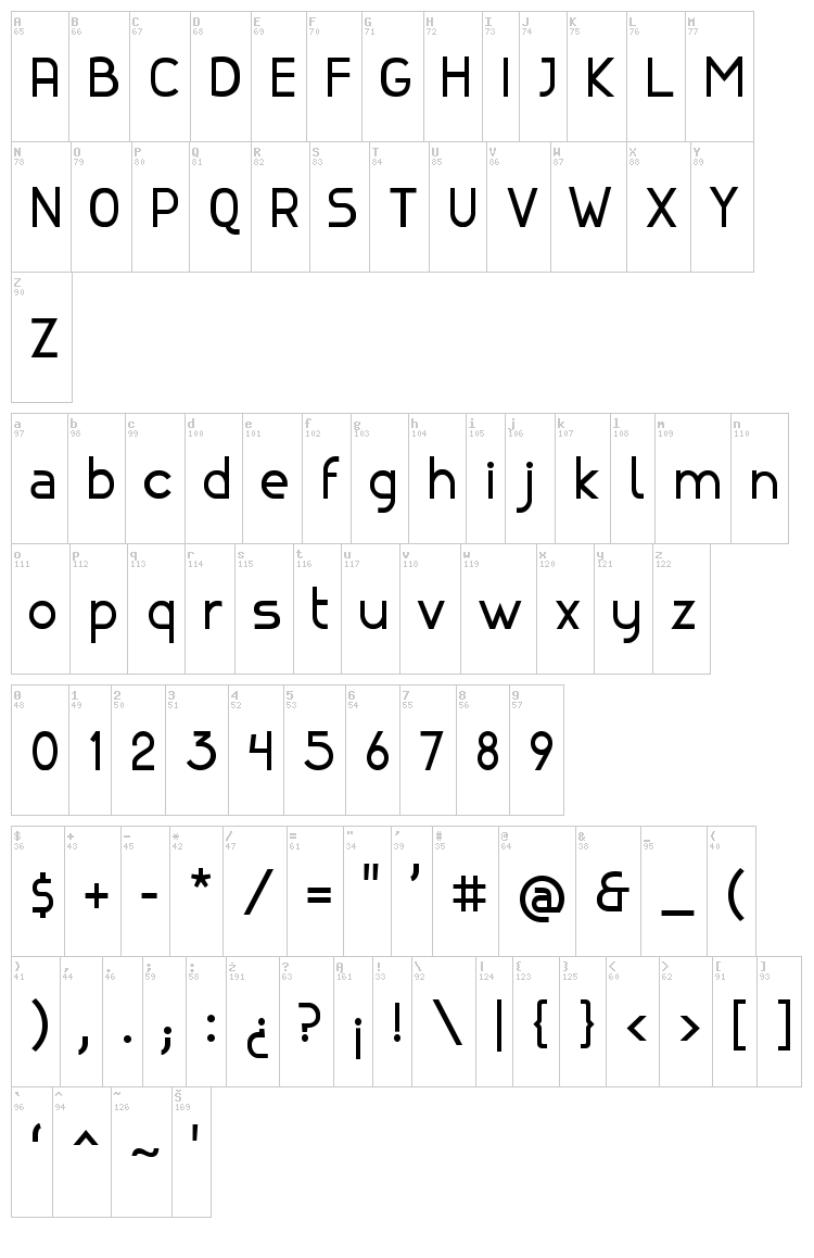Canela font map