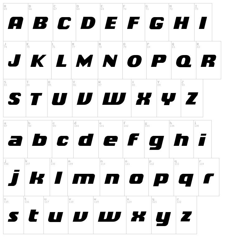 Chiq font map