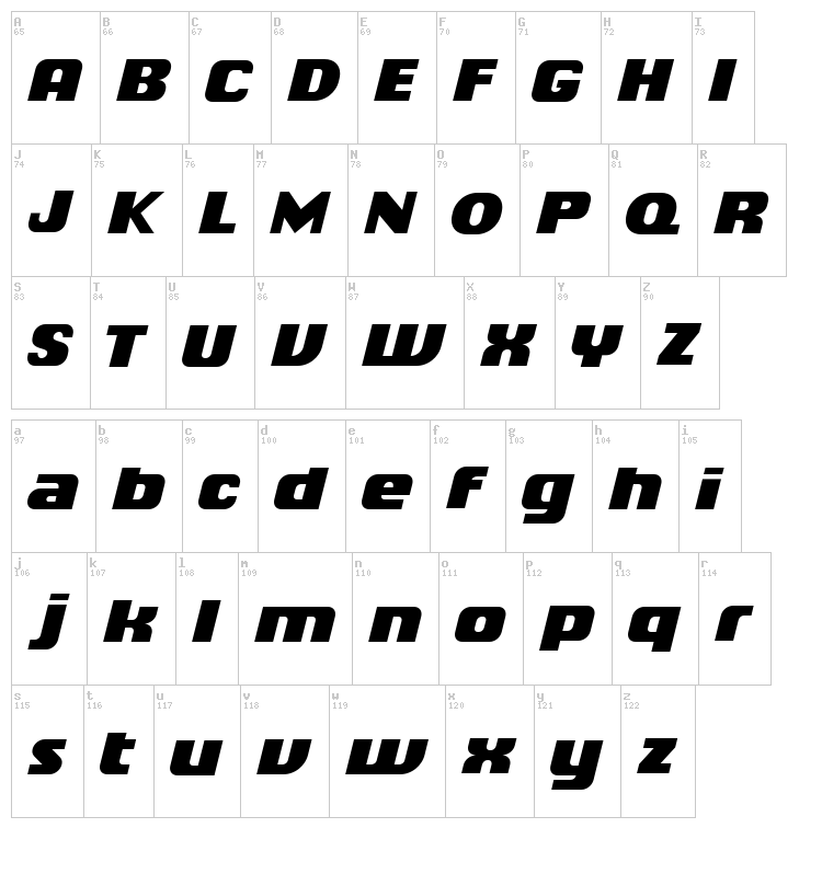 Chiq font map
