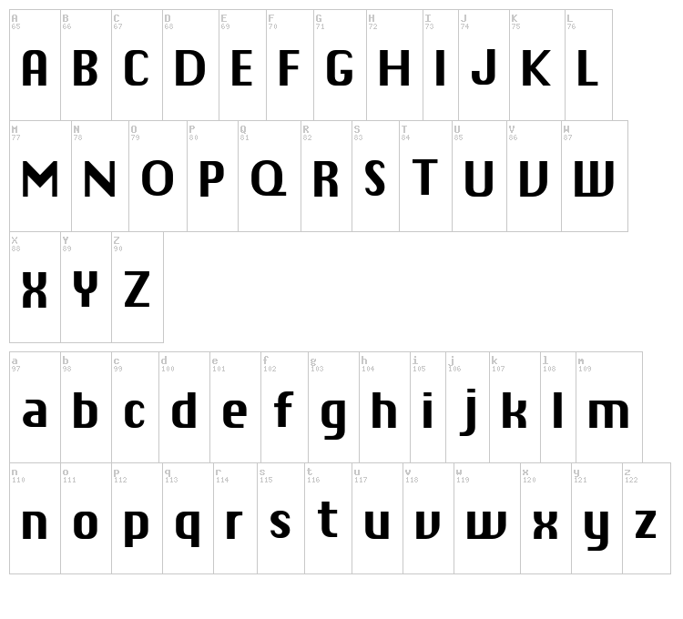 Chiq font map