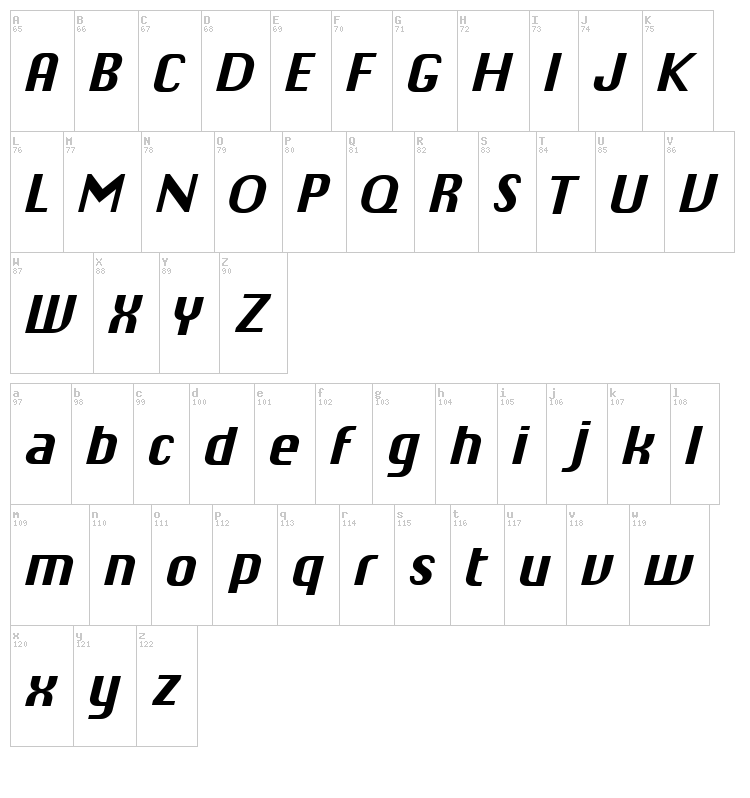Chiq font map