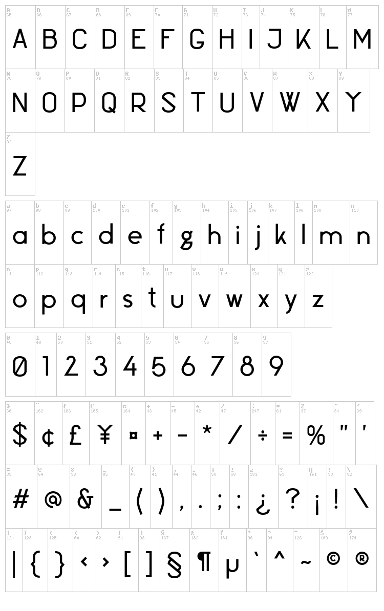 Coconut Express 01 font map