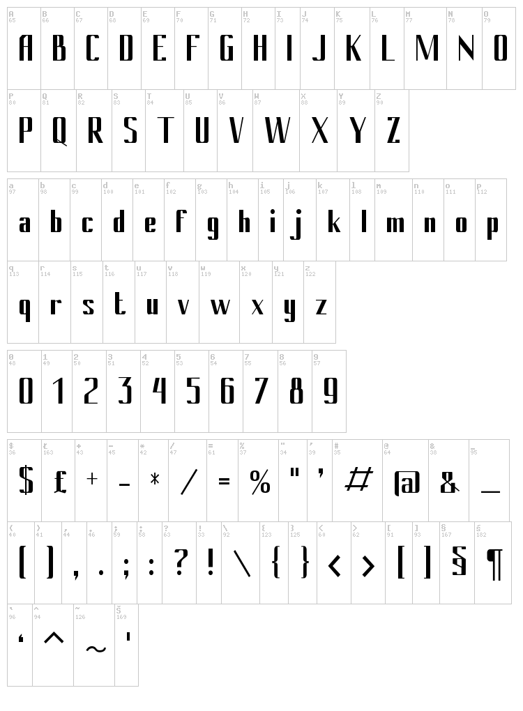 Cony font map