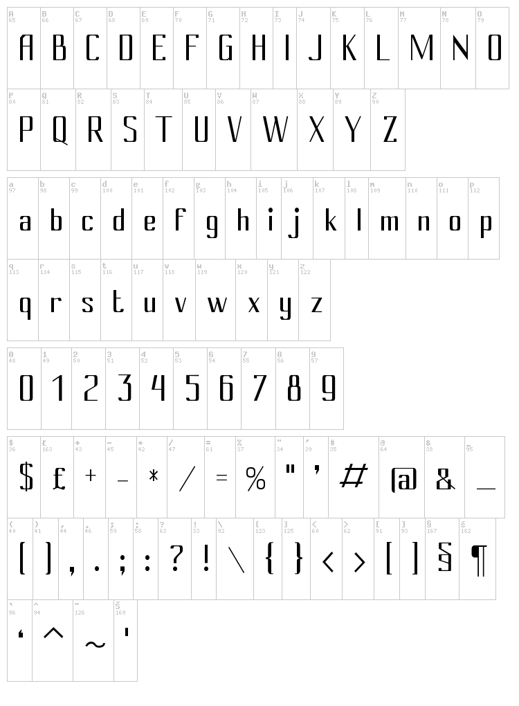 Cony font map