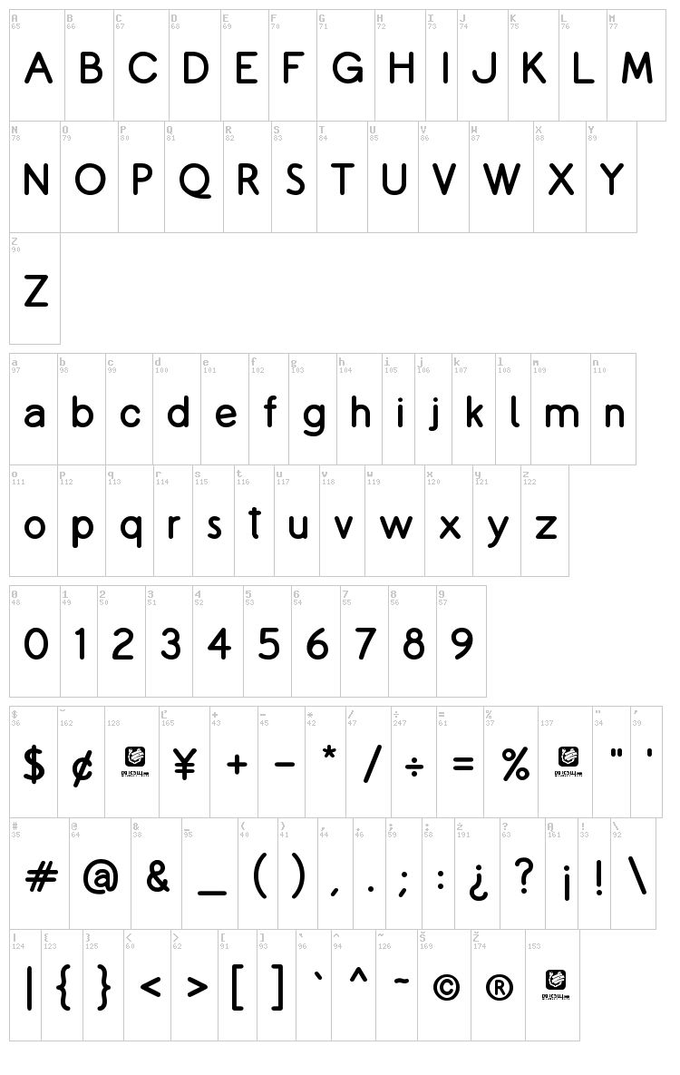 Copilme font map