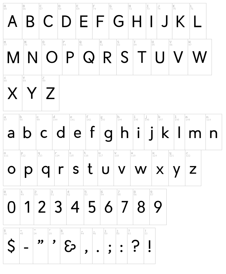 Crescent font map