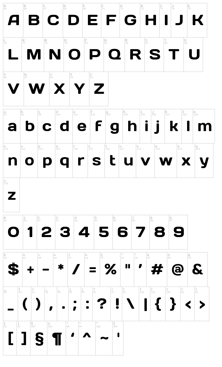 Days font map