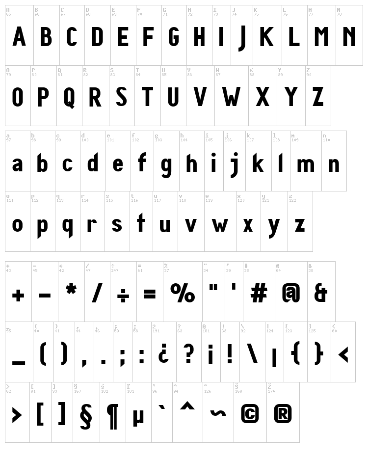 Diamante font map