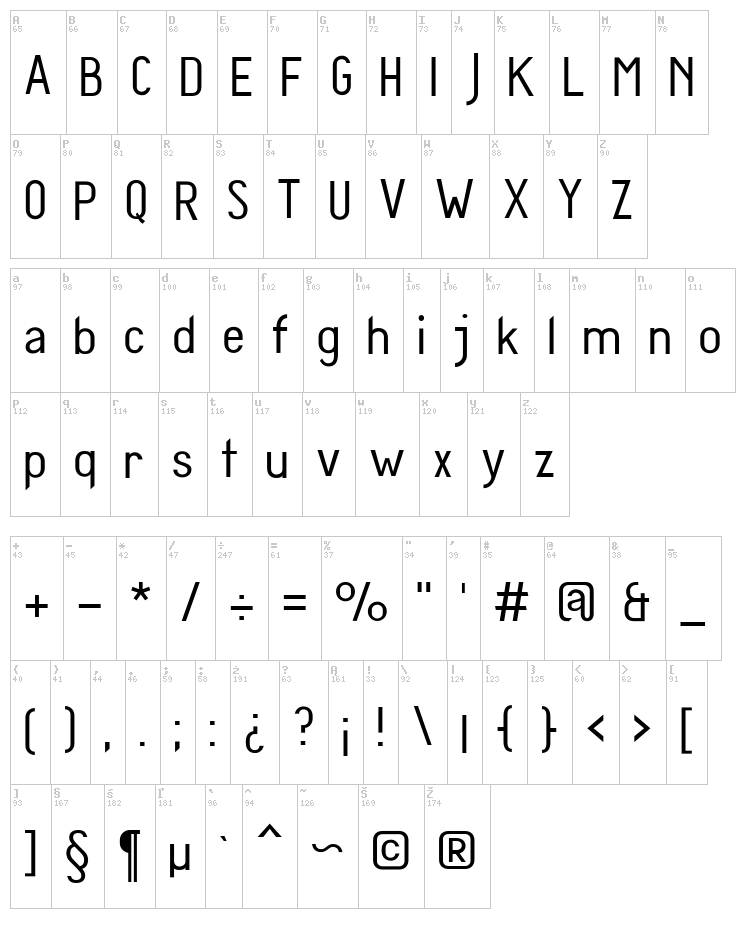 Diamante font map