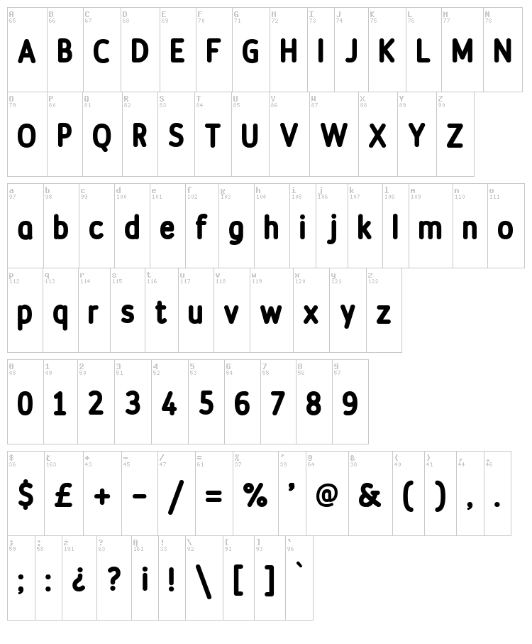 Discoteca Rounded font map