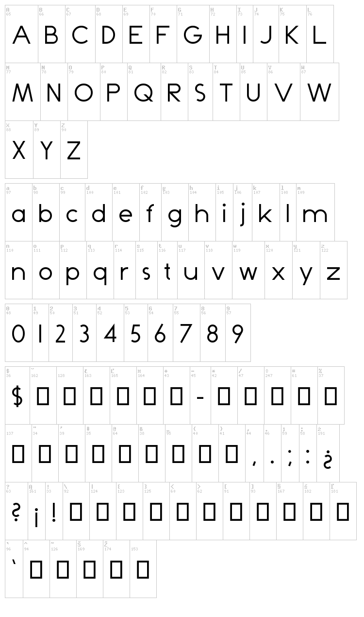 Dominik font map