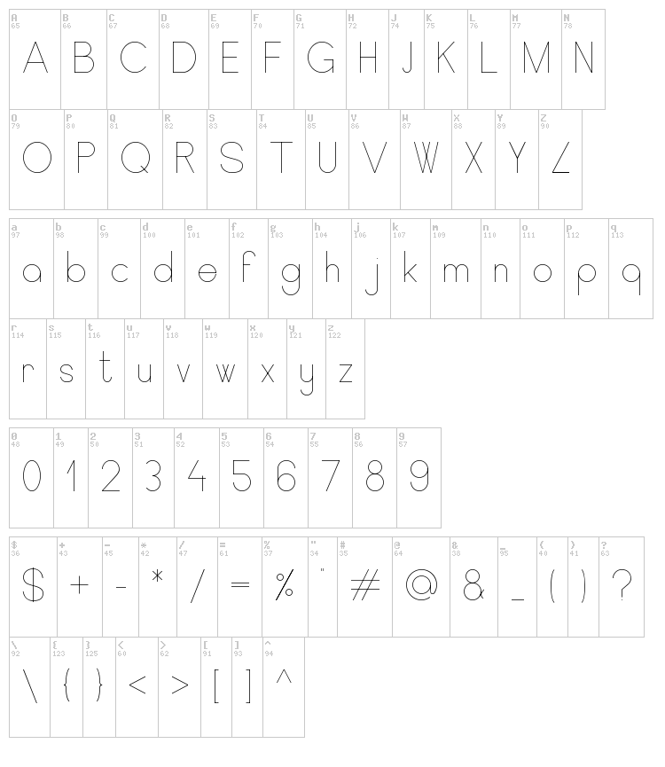 Elegant Light font map