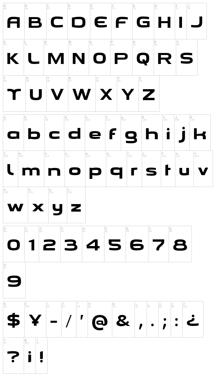 Emmanuelle font map