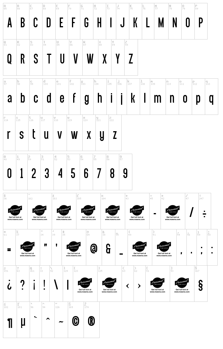 Equal Sans font map
