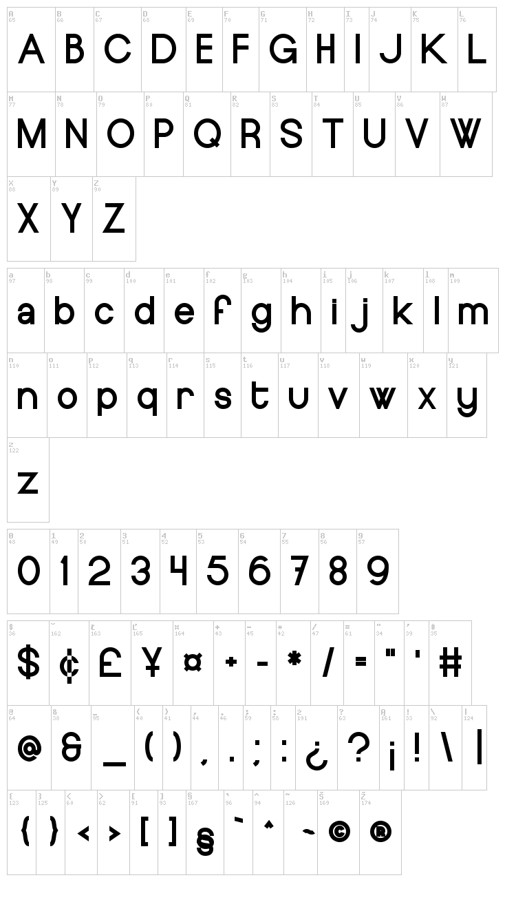Europe Underground font map