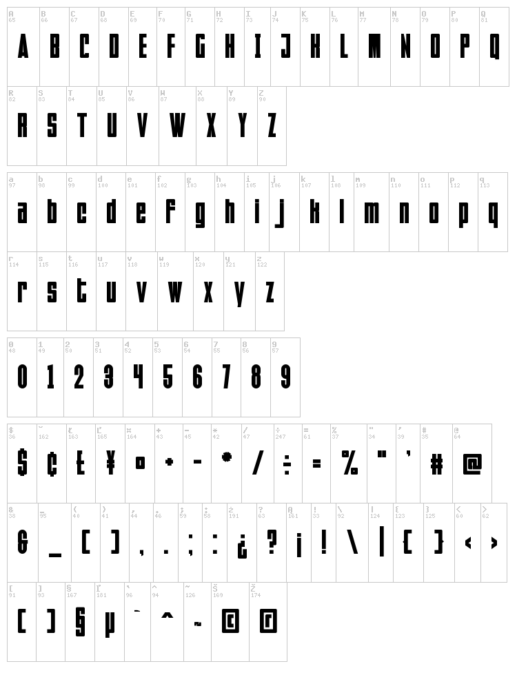 Faltura font map
