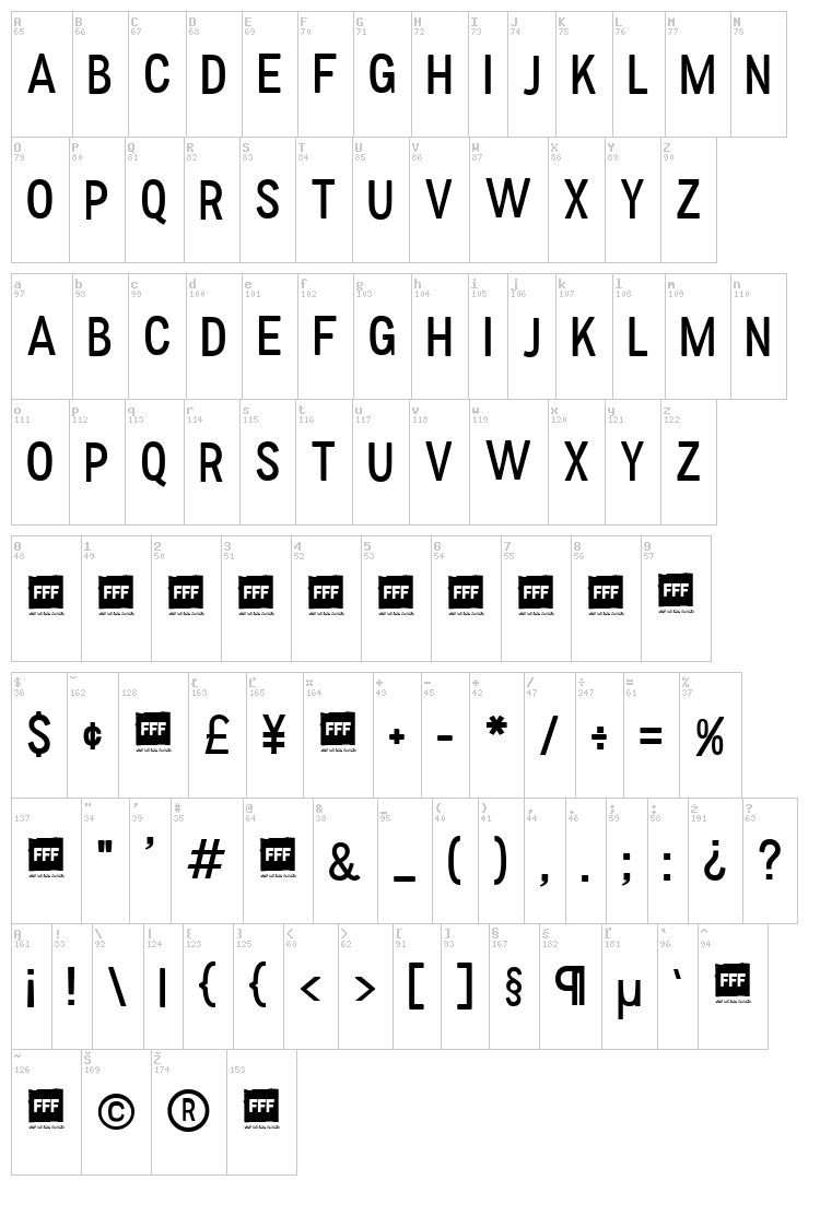 FFF font map
