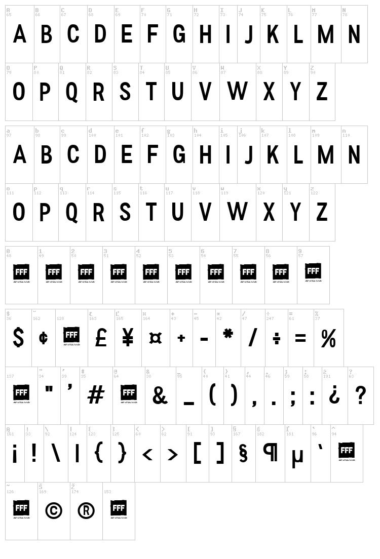 FFF font map