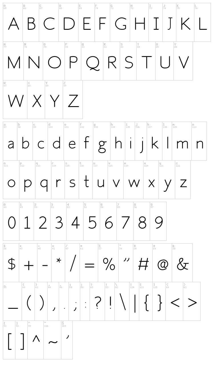 Fh Space font map