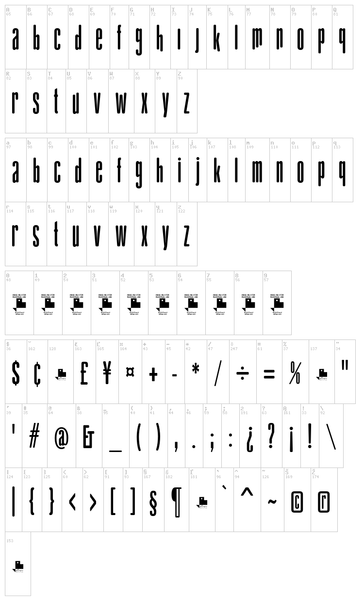 Gabachita FFP font map