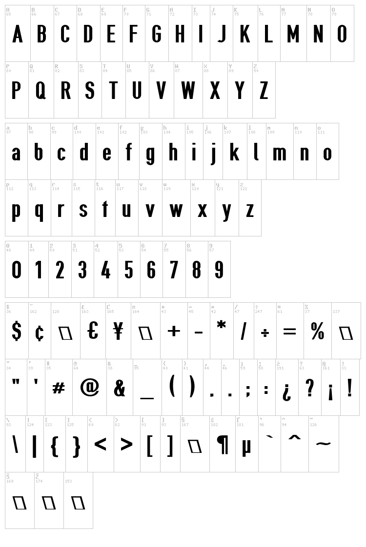 Give A Hoot font map