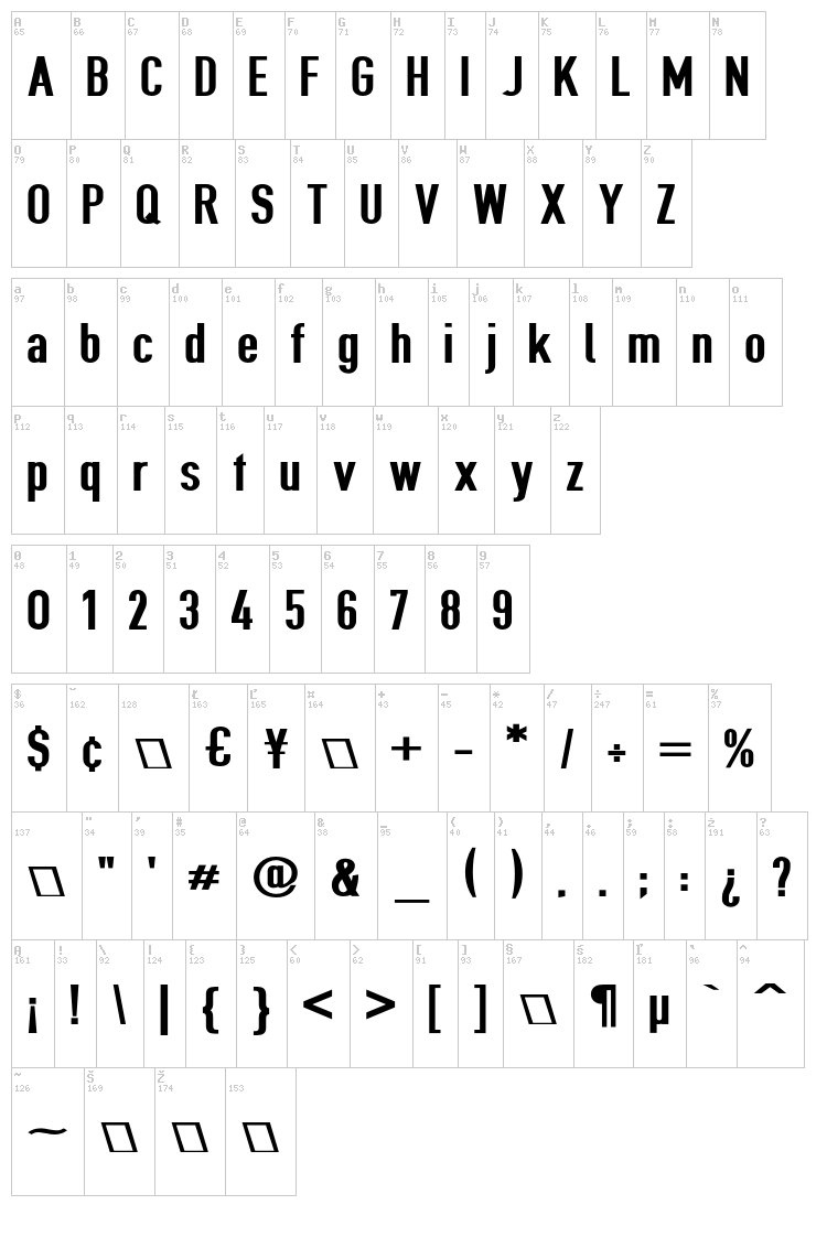 Give A Hoot font map