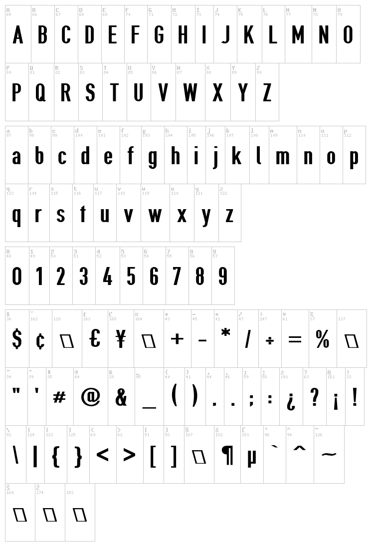 Give A Hoot font map