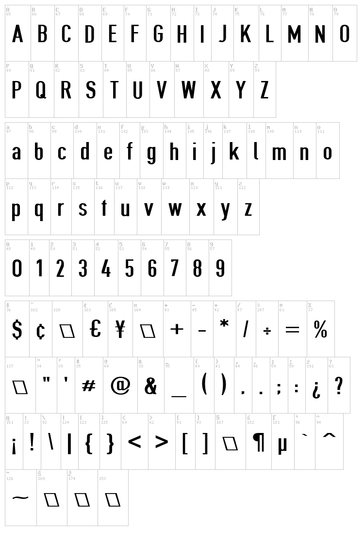 Give A Hoot font map