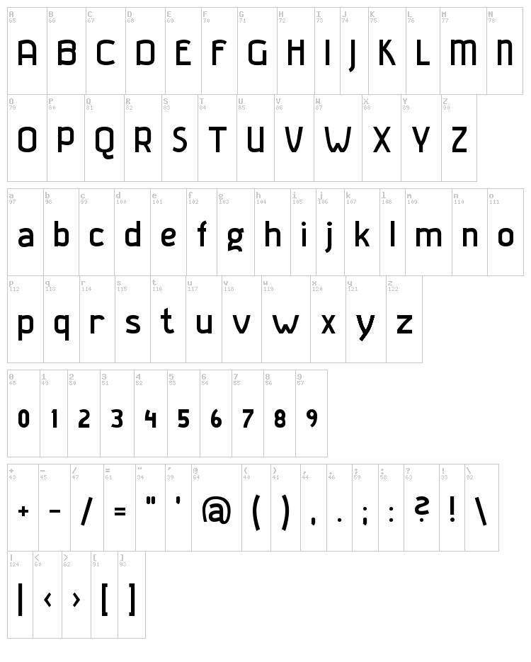 Gladatur Rum font map