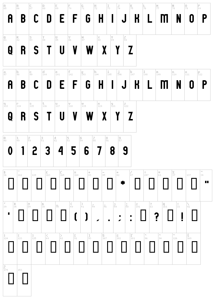 GM Exp font map