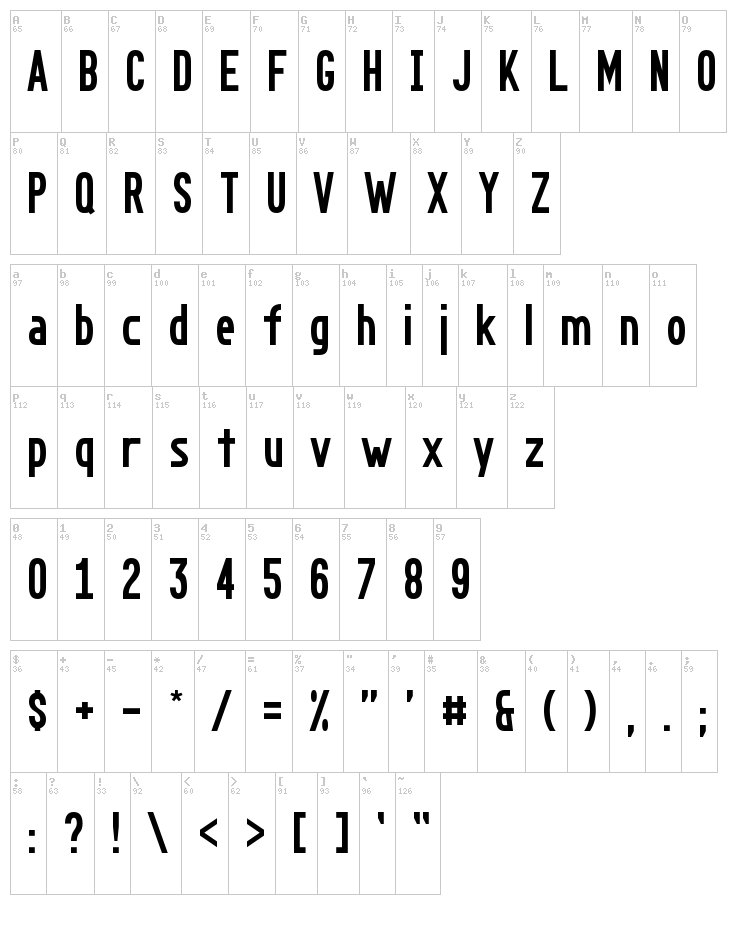 Go Long font map