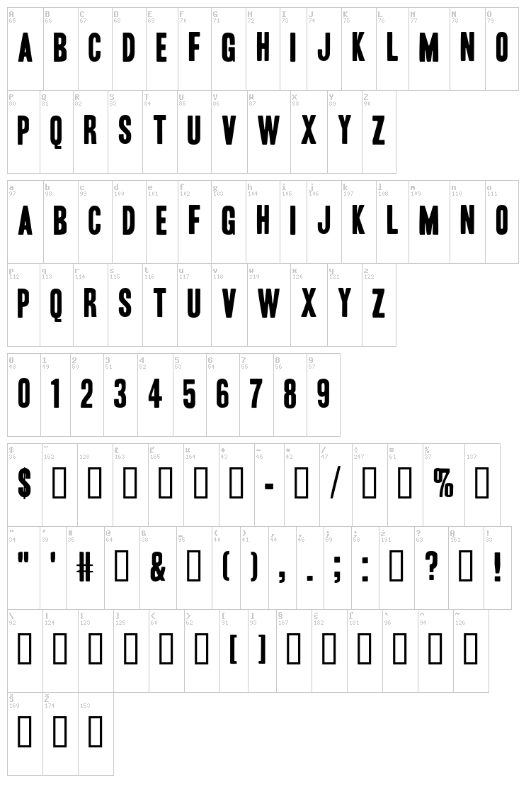 Headline font map