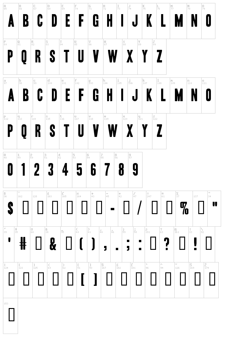 Headline font map