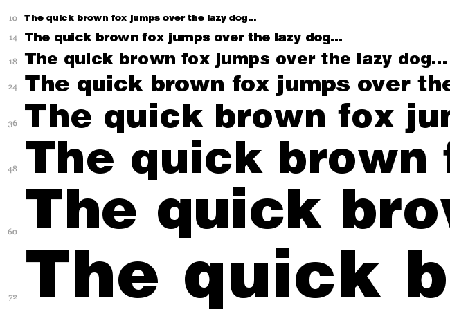 Helvetica LT font waterfall