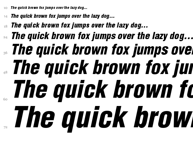 Helvetica LT font waterfall