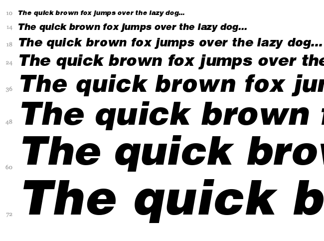 Helvetica LT font waterfall