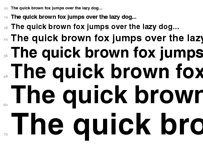Helvetica LT font waterfall