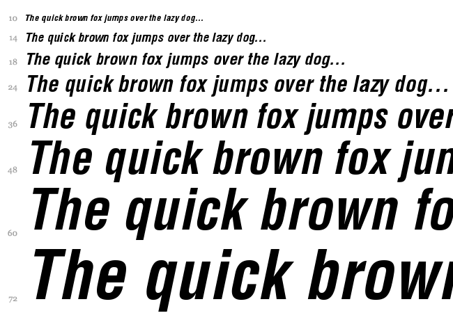 Helvetica LT font waterfall