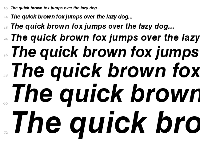 Helvetica LT font waterfall