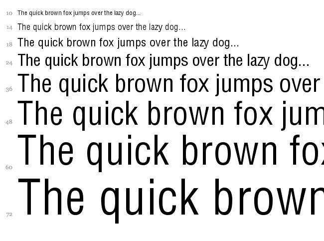 Helvetica LT font waterfall