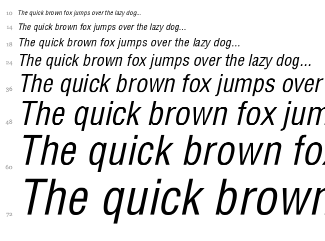 Helvetica LT font waterfall