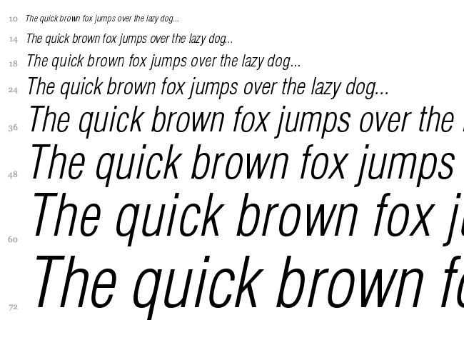 Helvetica LT font waterfall