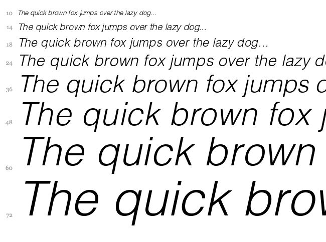 Helvetica LT font waterfall