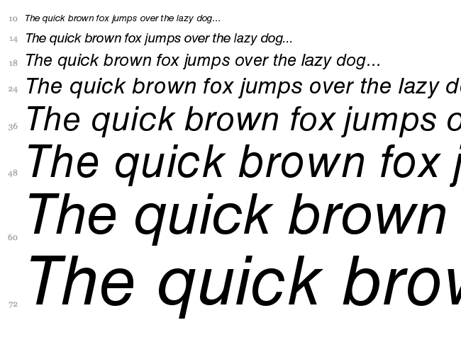 Helvetica LT font waterfall