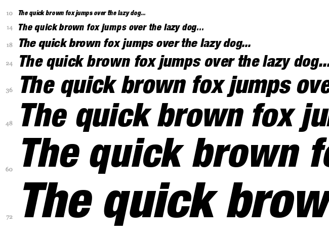 Helvetica Neue font waterfall