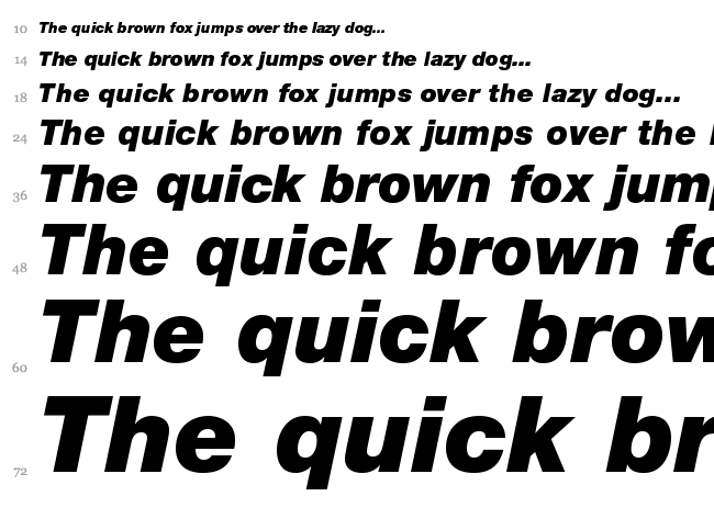 Helvetica Neue font waterfall