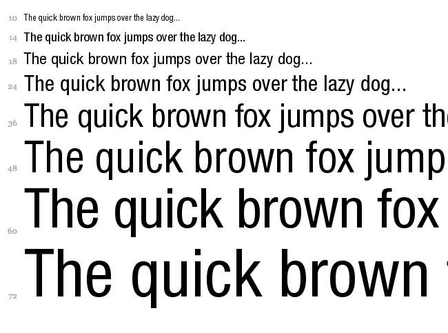 Helvetica Neue font waterfall