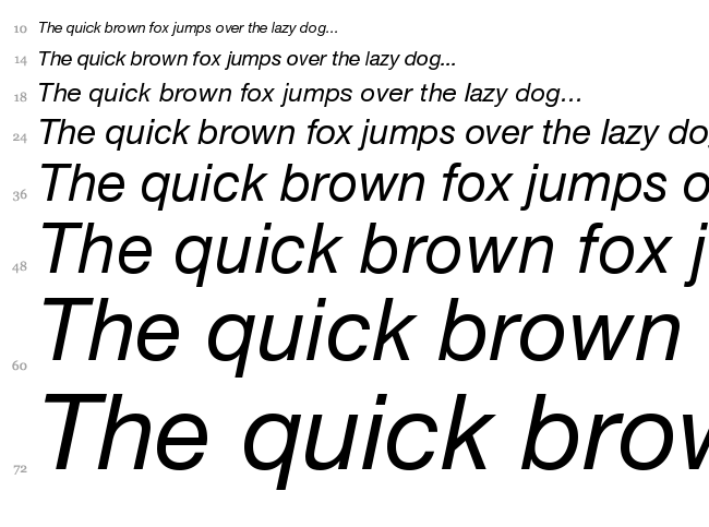 Helvetica Neue font waterfall